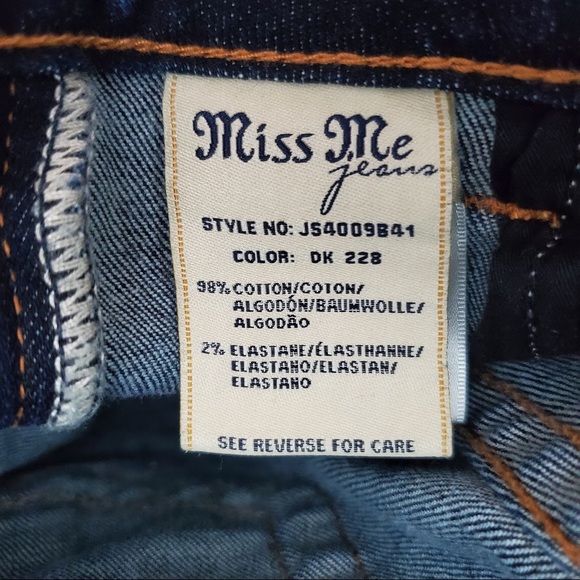 Miss Me Bootcut Jeans Dark Wash Signature Rise Embellished Pockets 27 - Picture 7 of 10